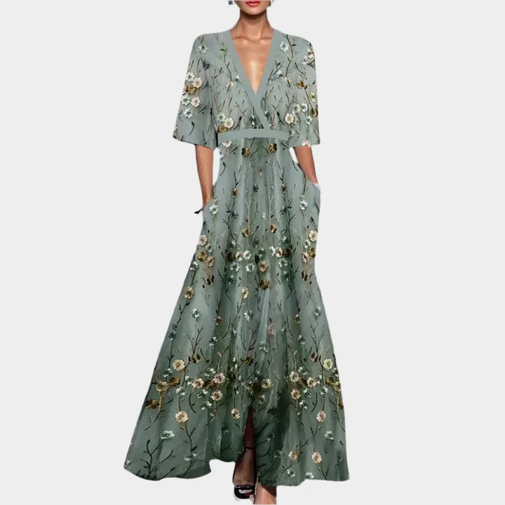 Floral Dress with V-Neck