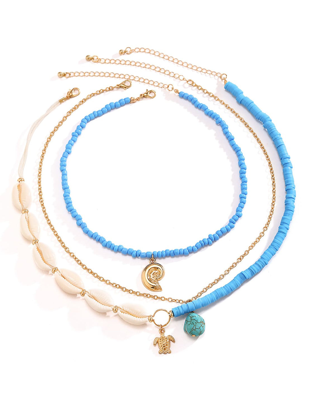 Bora Bora Shell Necklace in Multi-Layered Gold