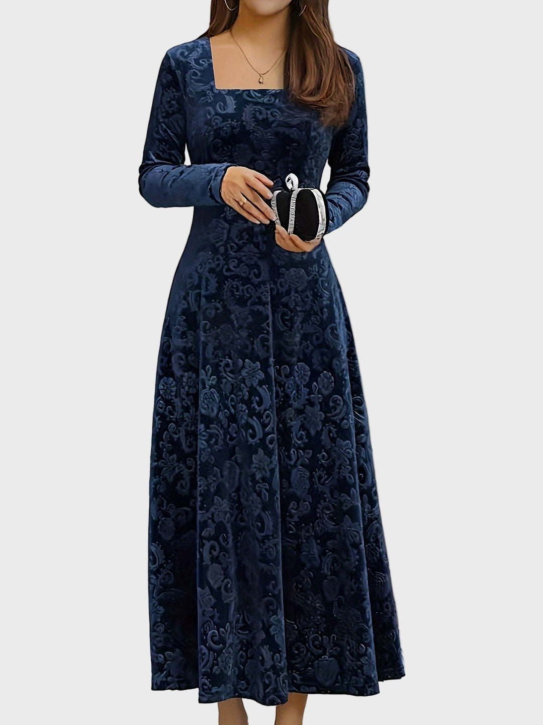 Crimson Elegance Velvet Maxi Dress