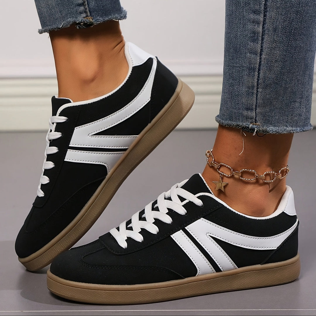 Beige Retro Lace-Up Sneakers