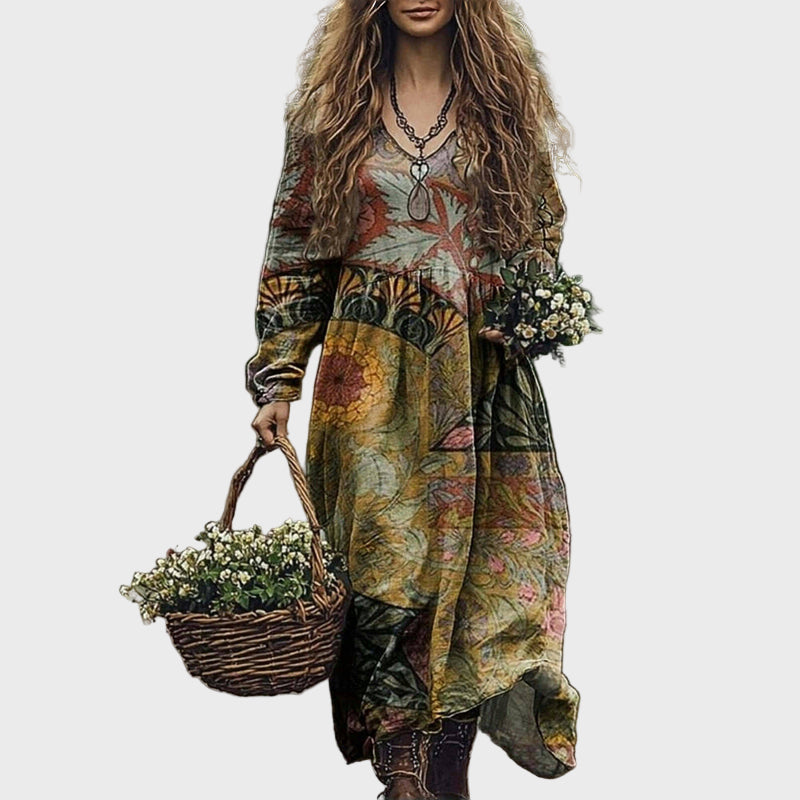 Woodland Bloom Bohemian Maxi Dress