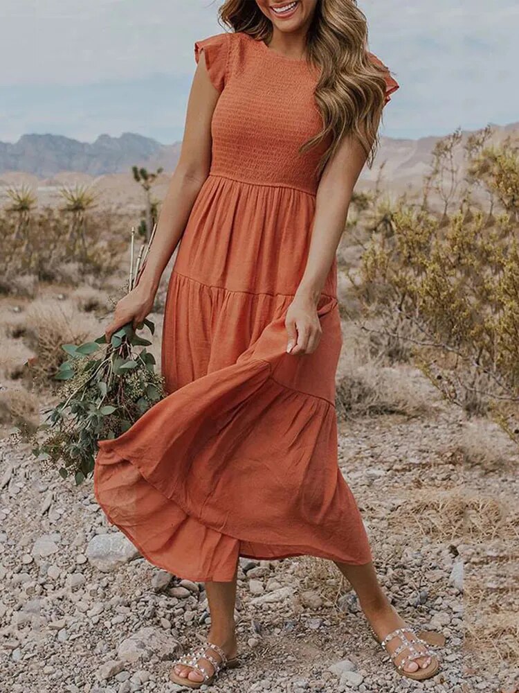Rustic Charm Tiered Midi Dress