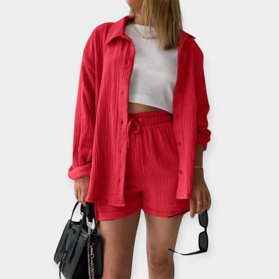Bicolor Summer Top and Shorts Set