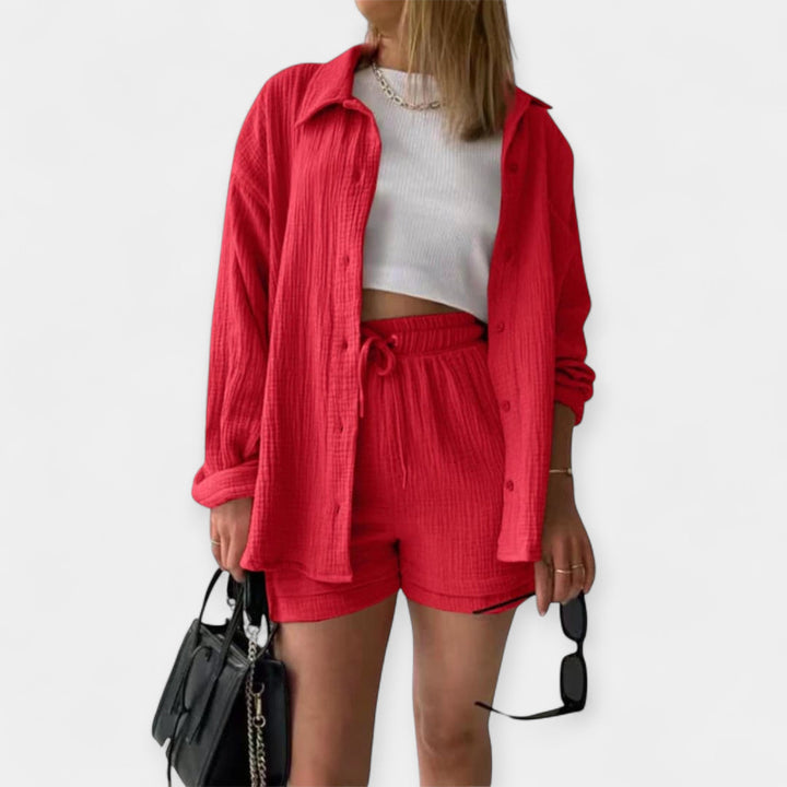 Bicolor Summer Top and Shorts Set