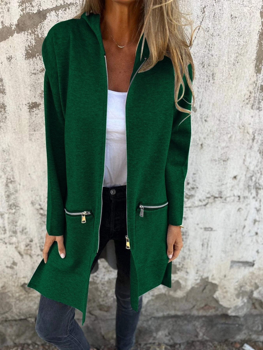 Camel Chic Longline Hoodie Cardigan