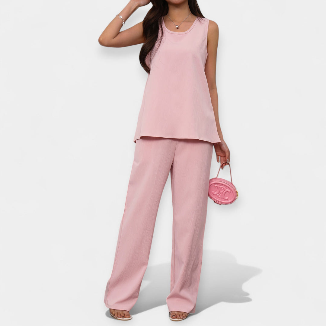 Comfortable Set with Sleeveless Top and Wide Pants