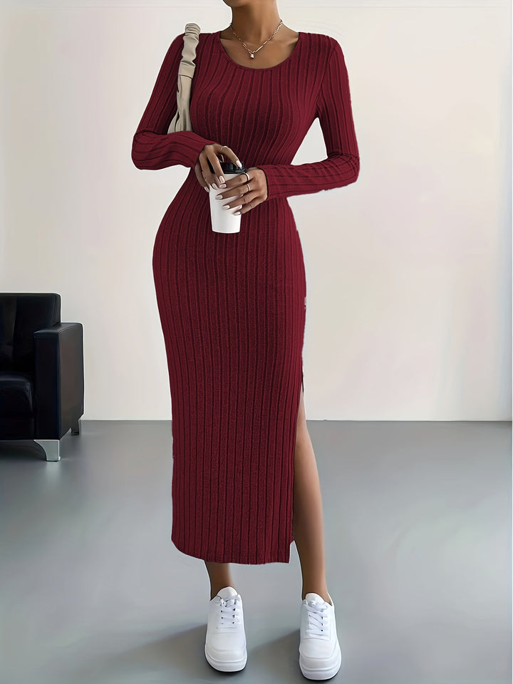 Sleek Ribbed Knit Bodycon Maxi Dress