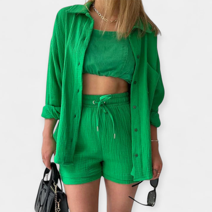 Bicolor Summer Top and Shorts Set