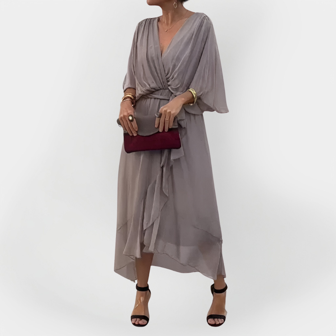 Chiffon Dress with V-Neck