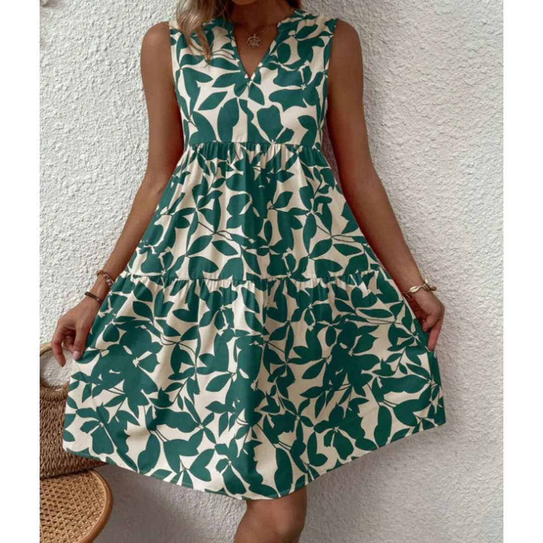 Monochrome Leaf A-Line Dress