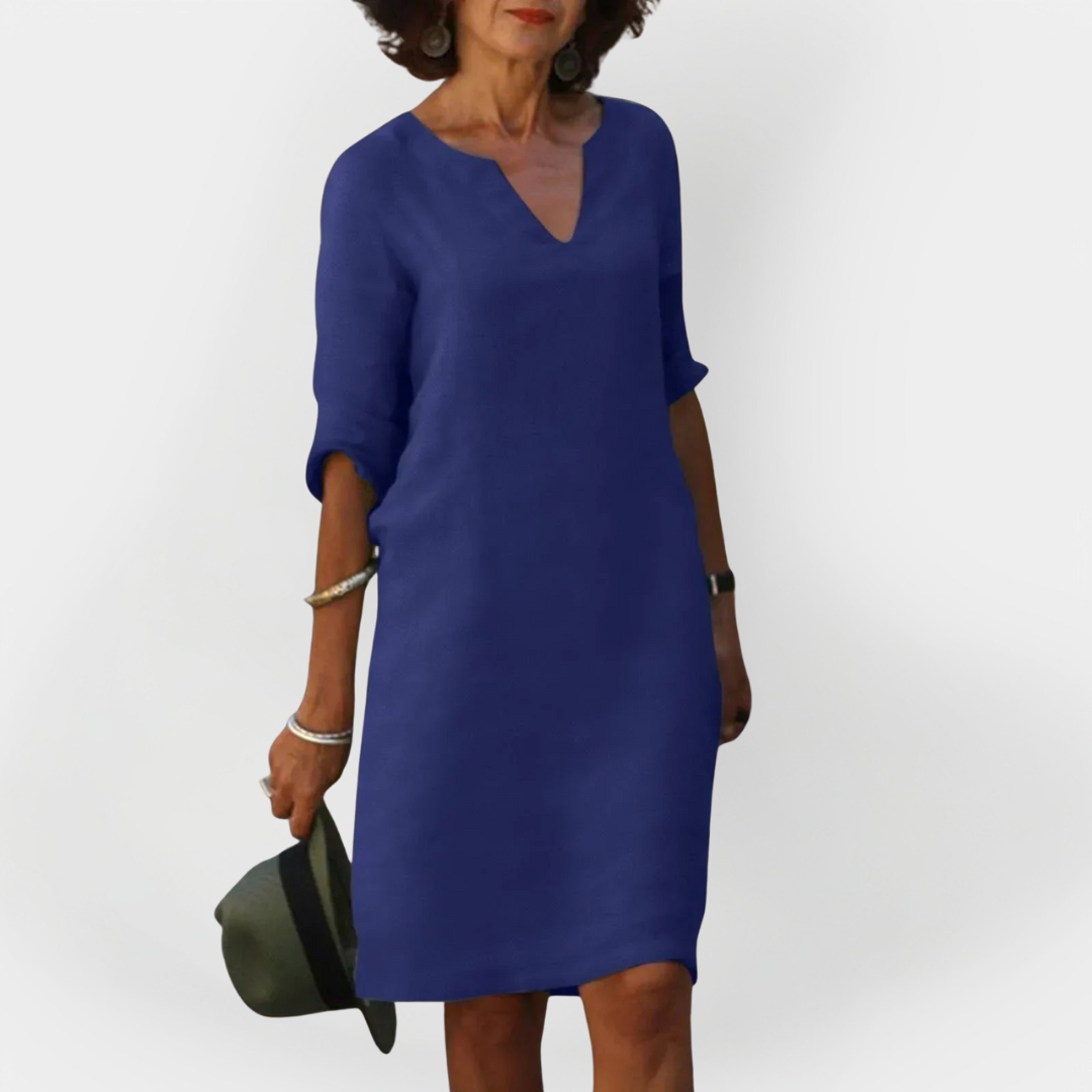 Everyday Dress with V Neckline
