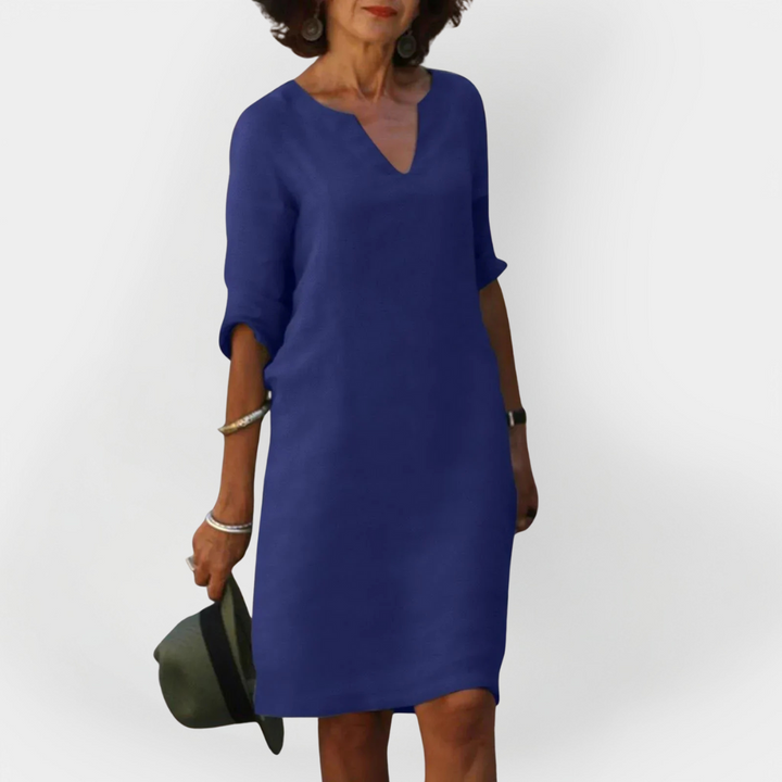 Everyday Dress with V Neckline