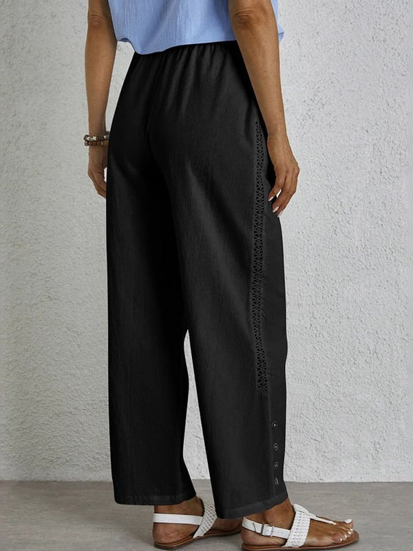Coastal Charm Embroidered Wide-Leg Pants