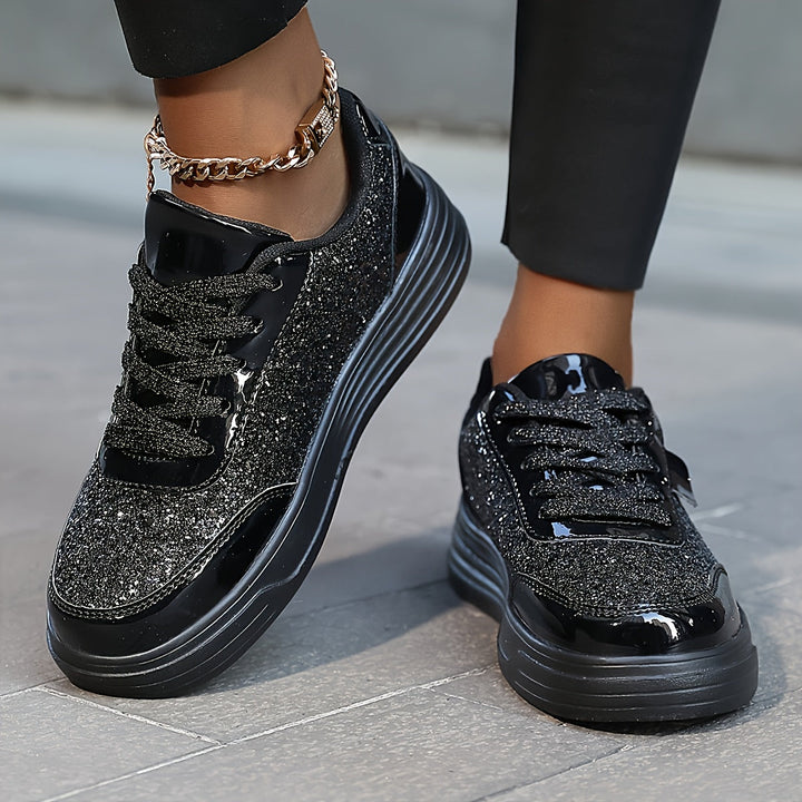 GlamStride Gold Glitter Sneakers