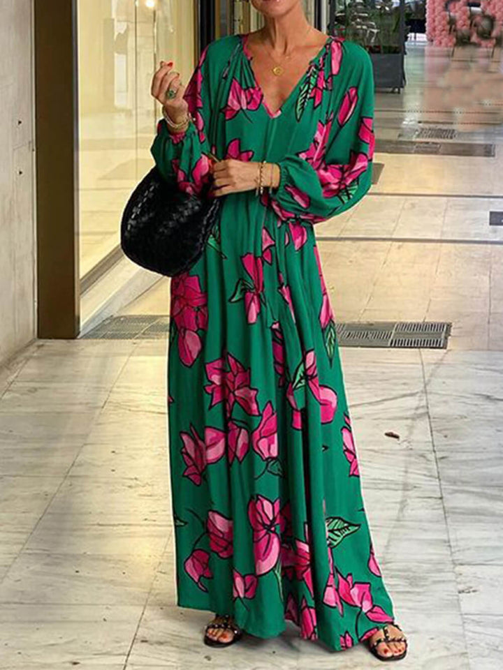 Beach Vacation Dresses with V Neck Print