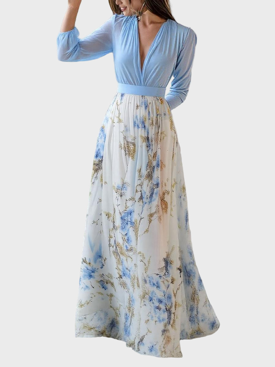Sky Blue Floral Elegance Dress