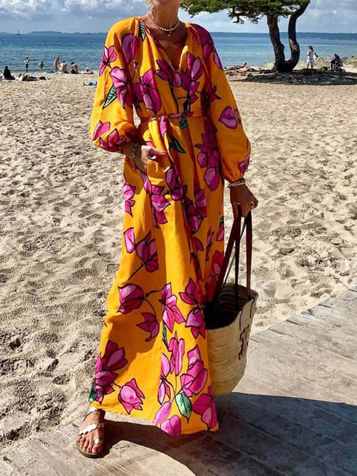 Beach Vacation Dresses with V Neck Print