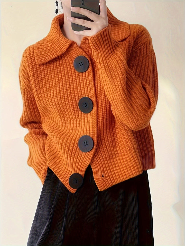Amber Glow Chunky Button Cardigan