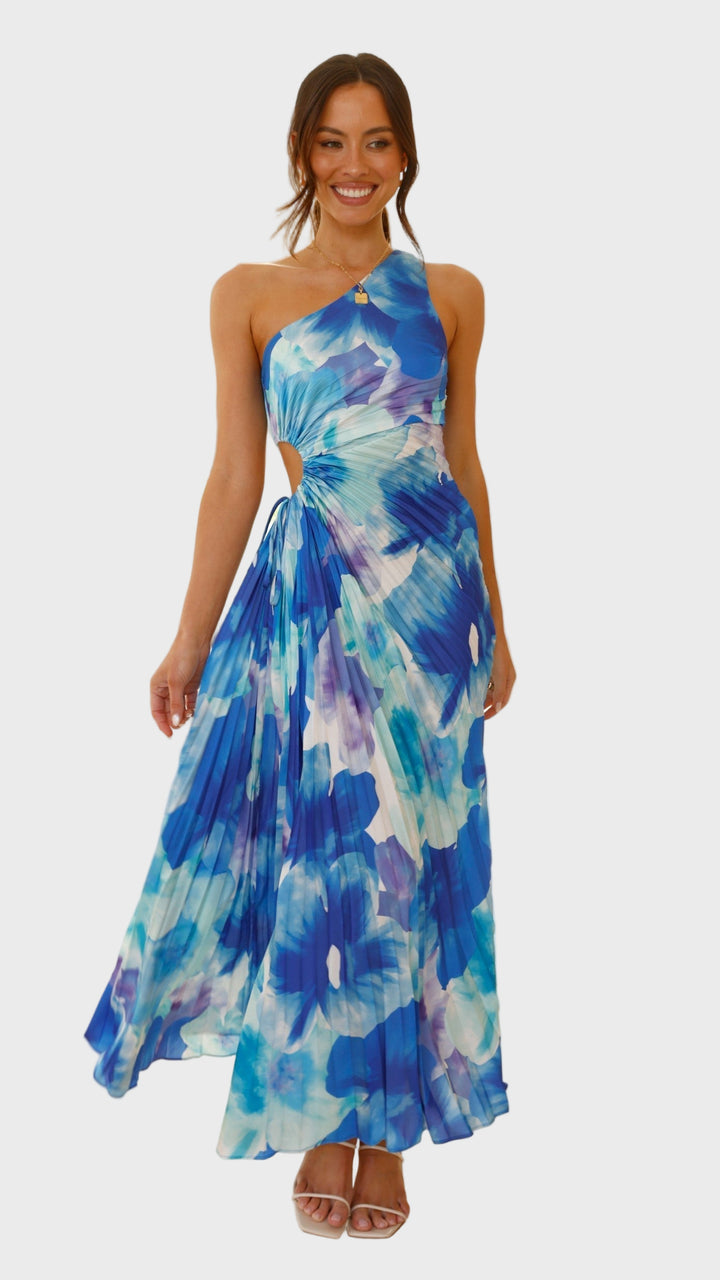 Ocean Breeze One-Shoulder Maxi Dress