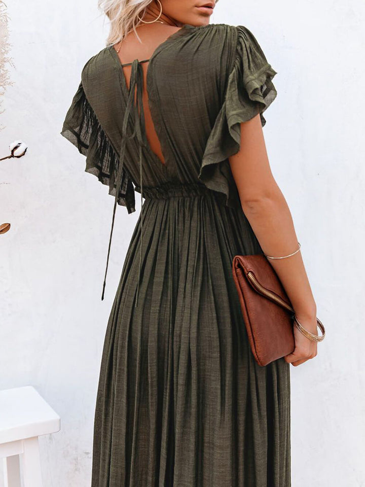 Buttoned Cotton Linen Perfect Boho Maxi Beach Dress
