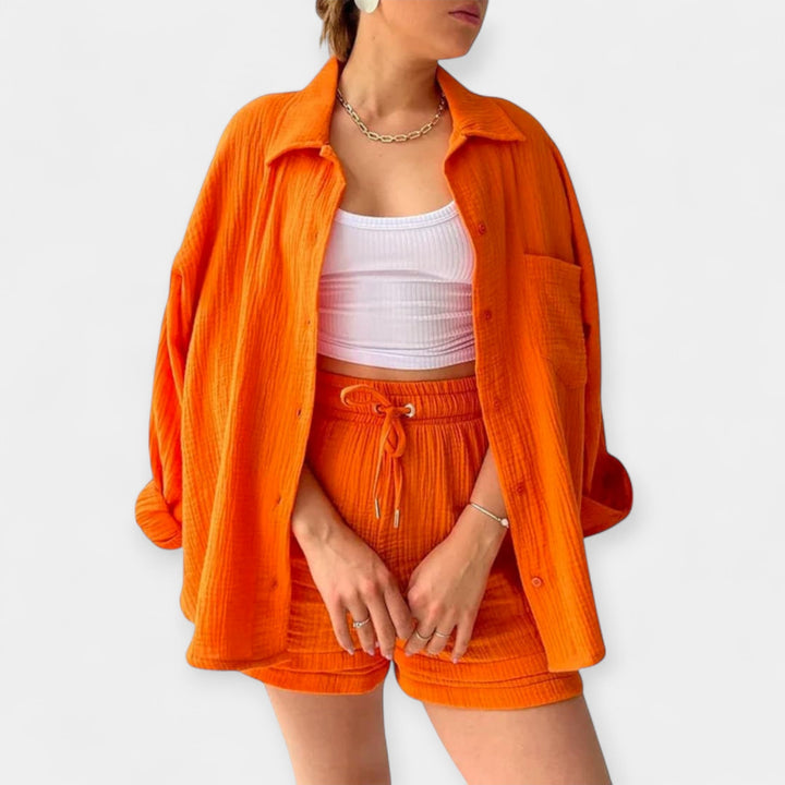 Bicolor Summer Top and Shorts Set