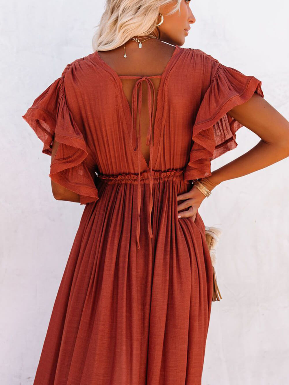 Buttoned Cotton Linen Perfect Boho Maxi Beach Dress