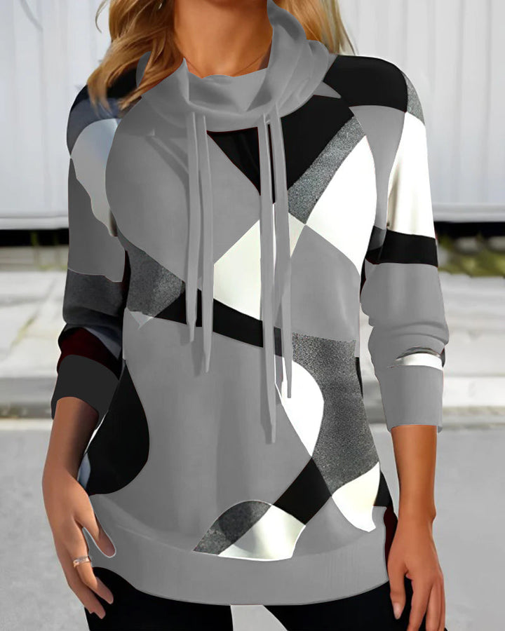Abstract Elegance Cowl Neck Top