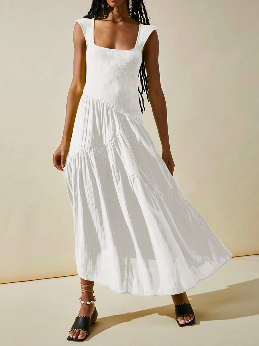 Boho Maxi Dress with Square Neckline