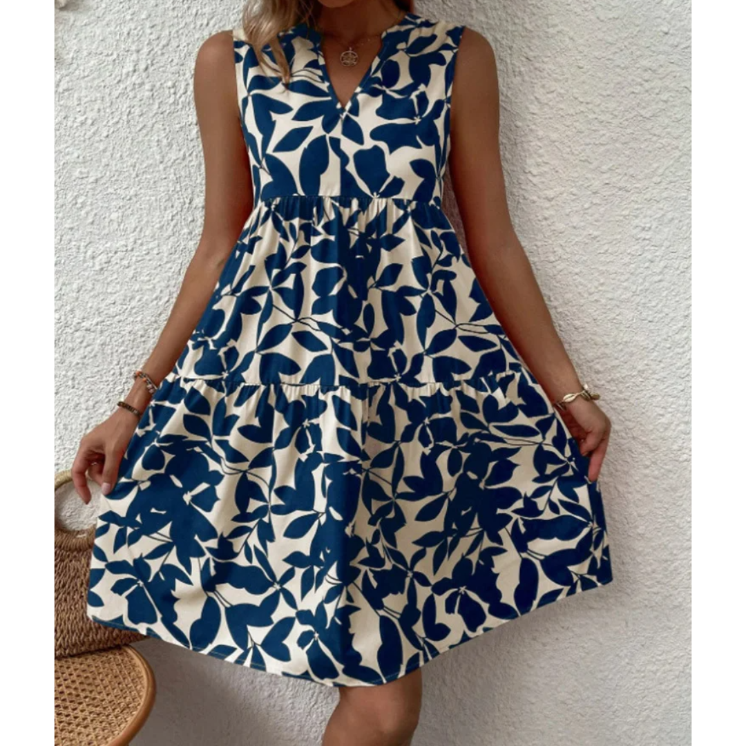 Monochrome Leaf A-Line Dress