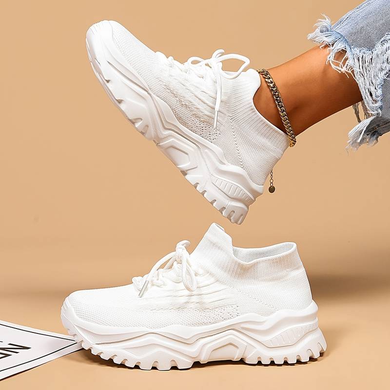 All-White Chunky Knit Sneakers
