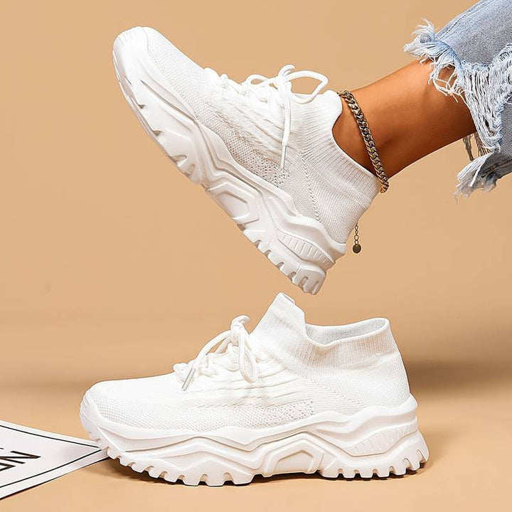 All-White Chunky Knit Sneakers