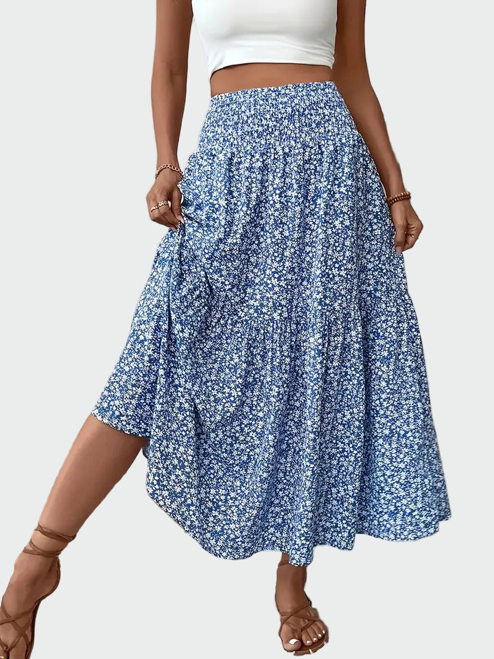 Blue Floral Maxi Skirt