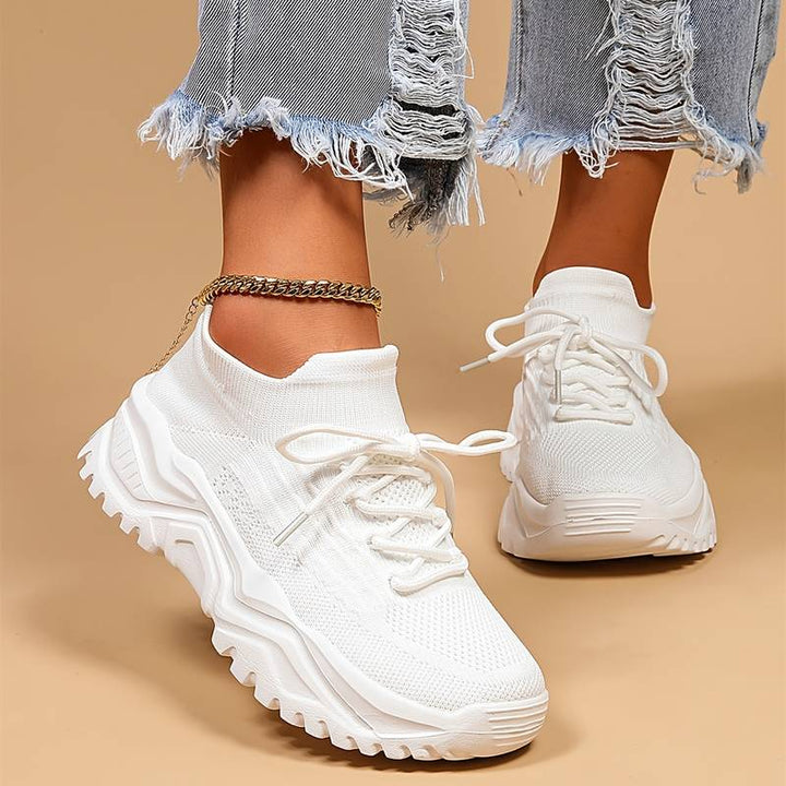 All-White Chunky Knit Sneakers