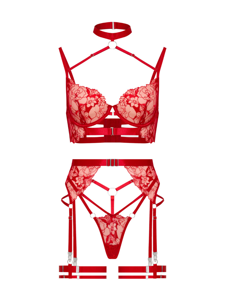 Scarlet Seduction Lace Harness Lingerie Set
