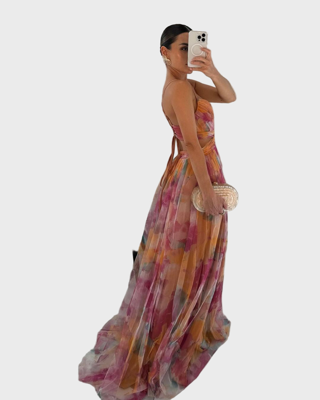 Multicolor Watercolor Maxi Dress