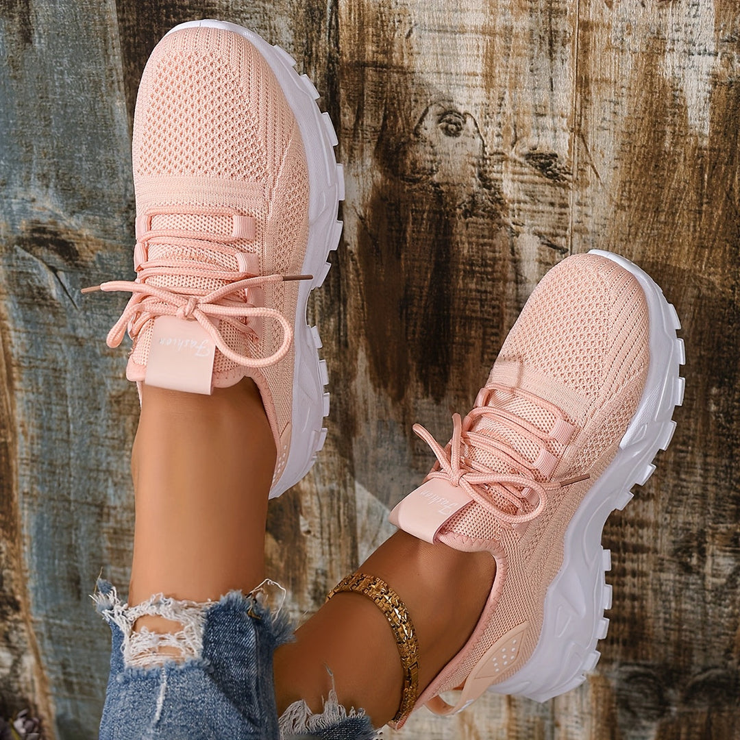 Beige Breathable Knit Sneakers