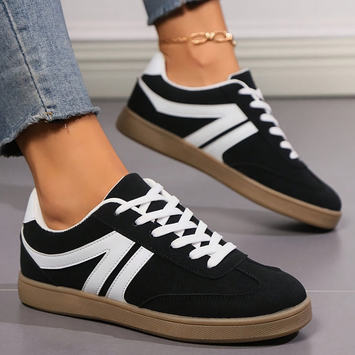 Beige Retro Lace-Up Sneakers