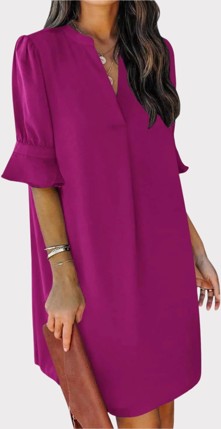 Summer Dresses for Women V Neck Ruffle Short Sleeve Casual Shift Dress