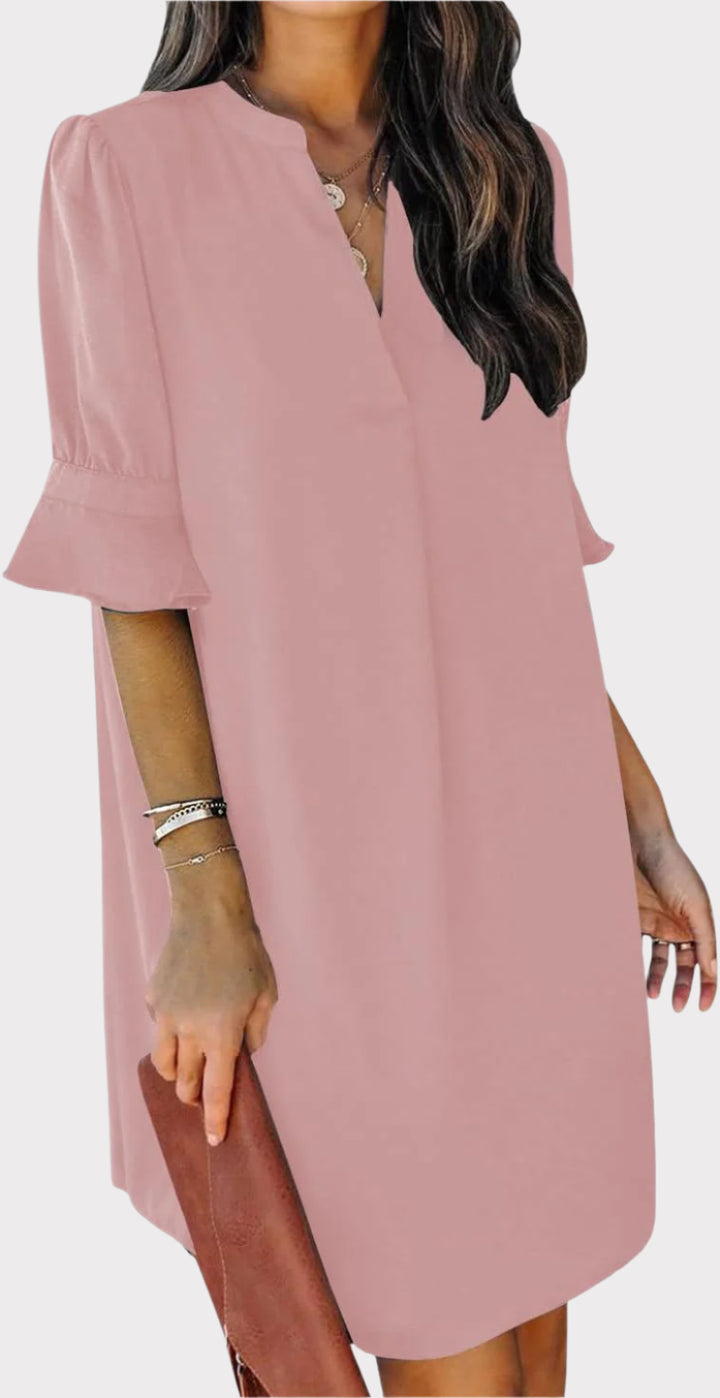 Summer Dresses for Women V Neck Ruffle Short Sleeve Casual Shift Dress