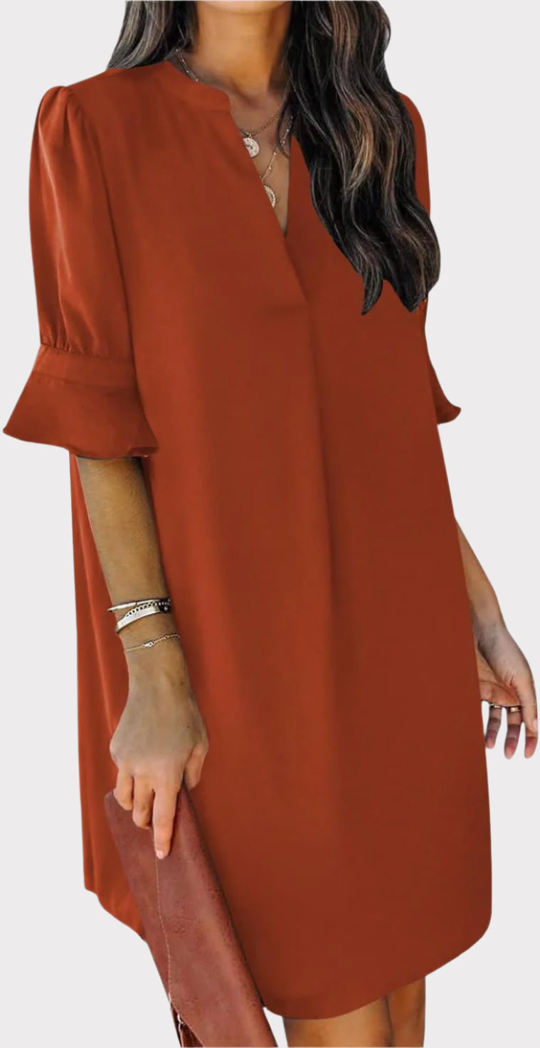 Summer Dresses for Women V Neck Ruffle Short Sleeve Casual Shift Dress