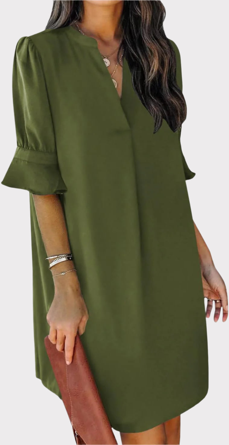 Summer Dresses for Women V Neck Ruffle Short Sleeve Casual Shift Dress