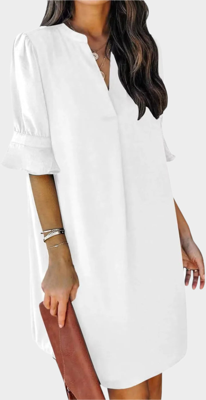 Summer Dresses for Women V Neck Ruffle Short Sleeve Casual Shift Dress
