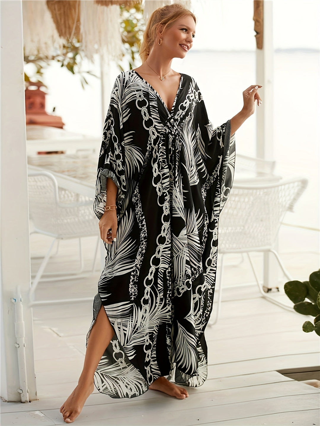 Tropical Chain Luxe Maxi Kaftan