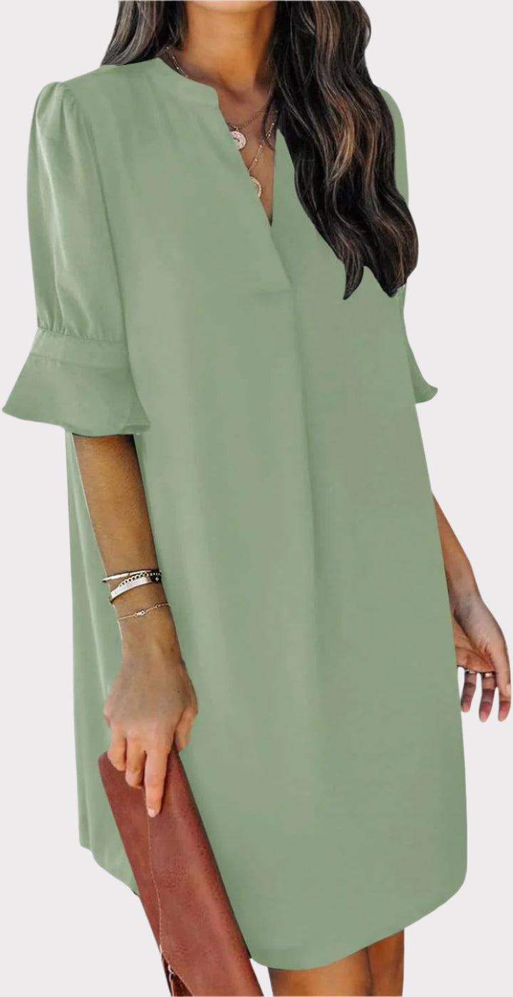 Summer Dresses for Women V Neck Ruffle Short Sleeve Casual Shift Dress