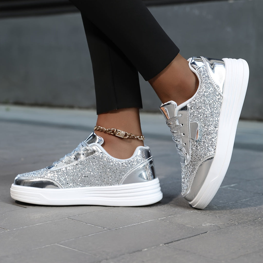 GlamStride Gold Glitter Sneakers