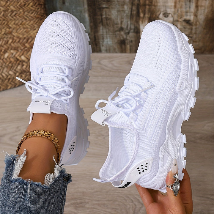 Beige Breathable Knit Sneakers