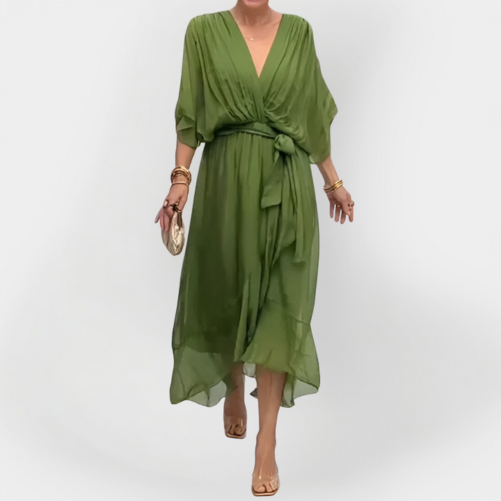 Chiffon Dress with V-Neck