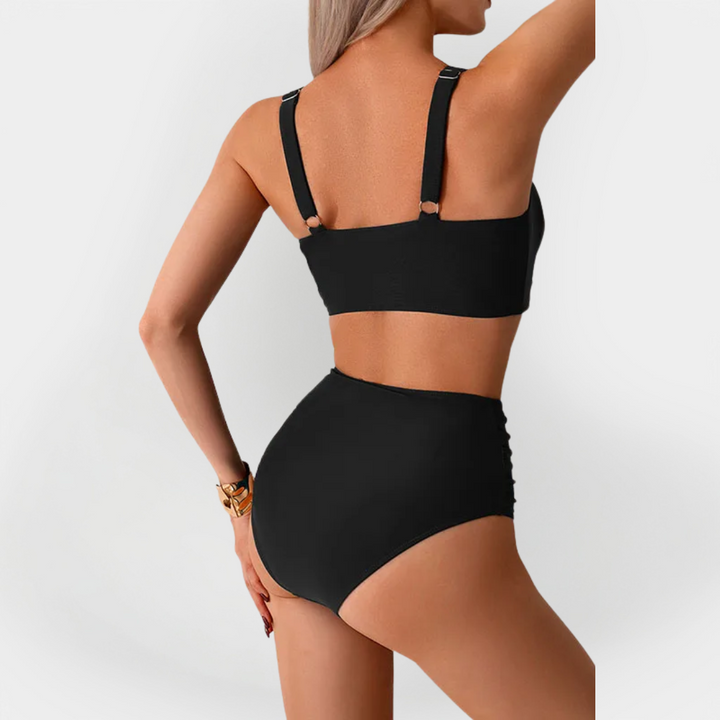 Women's High-Waisted Bikini with Ruffle at the Bust