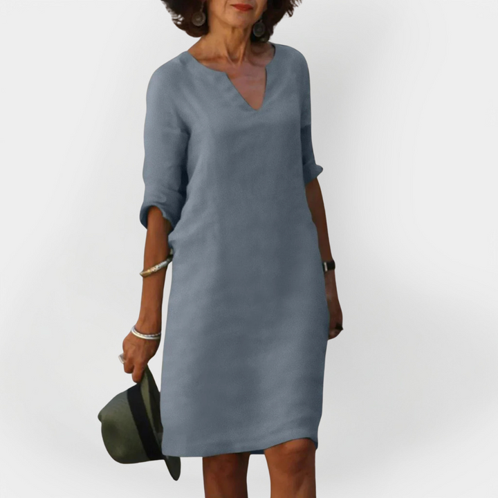 Everyday Dress with V Neckline