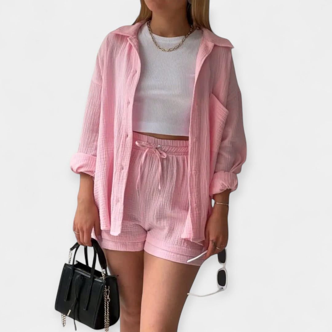 Bicolor Summer Top and Shorts Set